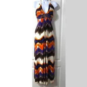 Bebe Maxi Dress Halter Top Size XS Watercolor GUC